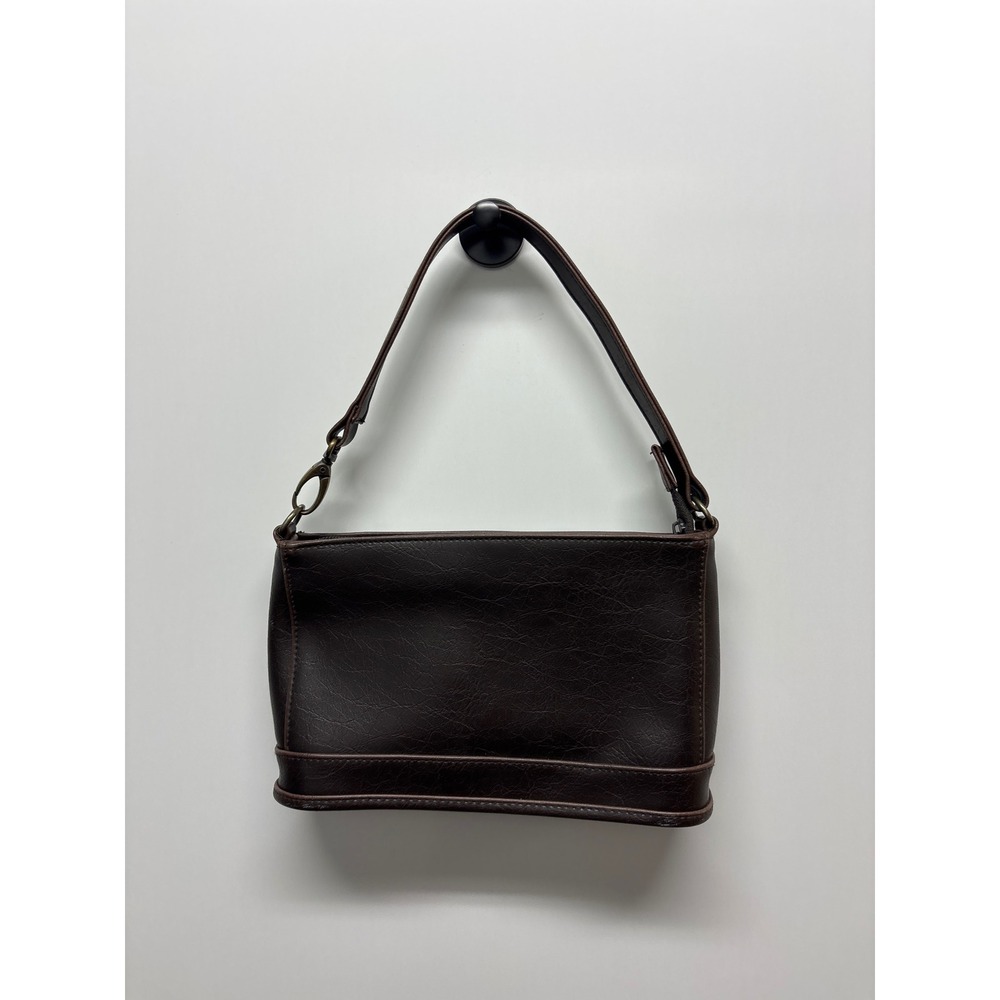 Vintage Style Dark Brown Faux Leather Baguette Shoulder Bag Y2K Minimalist
